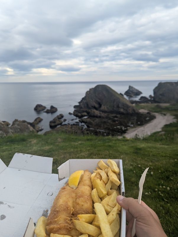 Fish and chips by the sea at Portknockie